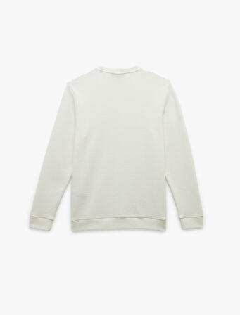 Pamuklu Uzun Kollu Dokulu Basic Bisiklet Yaka Sweatshirt