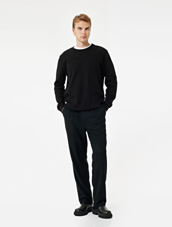 Pamuklu Uzun Kollu Basic Bisiklet Yaka Sweatshirt