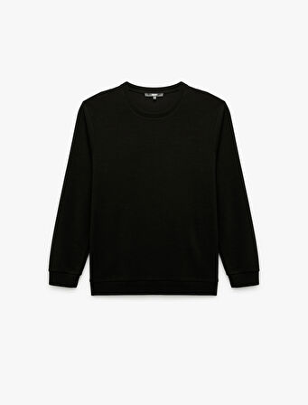 Pamuklu Uzun Kollu Basic Bisiklet Yaka Sweatshirt