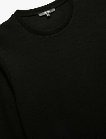 Pamuklu Uzun Kollu Basic Bisiklet Yaka Sweatshirt