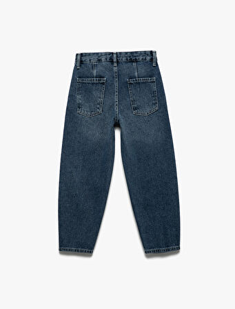 Taş Detaylı Pamuklu Rahat Kesim Denim Pantolon
