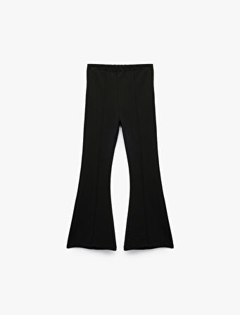 Beli Lastikli Viskon Karışımlı Dar Kalıp İspanyol Paça Pantolon