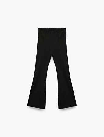 Beli Lastikli Viskon Karışımlı Dar Kalıp İspanyol Paça Pantolon