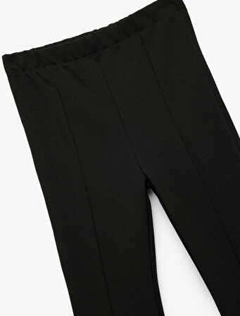 Beli Lastikli Viskon Karışımlı Dar Kalıp İspanyol Paça Pantolon