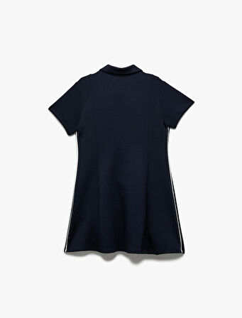 Kısa Kollu Fermuar Kapamalı Gömlek Yaka Elbise