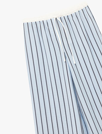 Viskon Kumaş Rahat Kalıp Lastik Detaylı Çizgili Pijama Altı