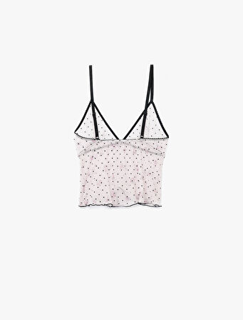 İnce Askılı Puantiyeli Tül Kamisol Pijama Üstü