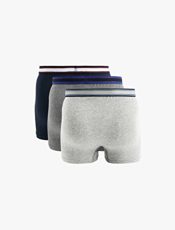 Pamuklu Şerit Detaylı Basic 3'lü Boxer Seti