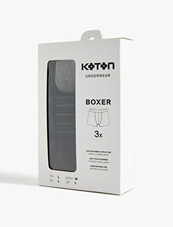 Pamuklu Desenli 3'lü Boxer Seti