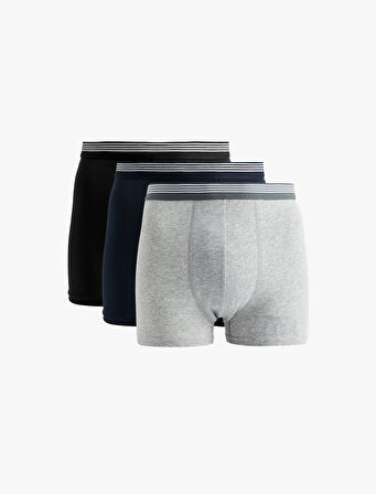 Lastik Detaylı Pamuklu 3'lü Boxer Seti