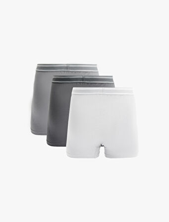 Pamuklu Basic Çizgili Lastik Detaylı 3'lü Boxer Set