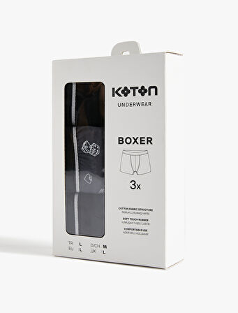 Pamuklu Desenli 3'lü Boxer Seti
