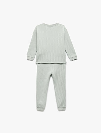 Kapitoneli Uzun Kollu Bisiklet Yaka Koala Nakışlı 2'li Takım