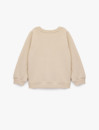 Pamuklu Uzun Kollu Bisiklet Yaka Basic Sweatshirt
