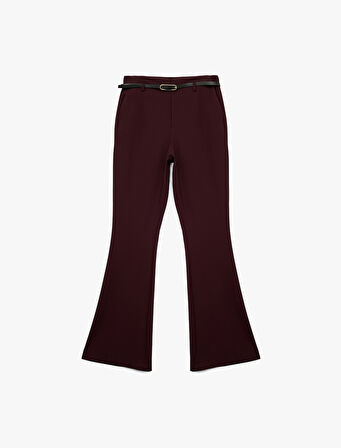  Slim Fit Cepli Kemer Detaylı İspanyol Paça Kumaş Pantolon