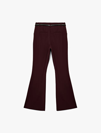  Slim Fit Cepli Kemer Detaylı İspanyol Paça Kumaş Pantolon