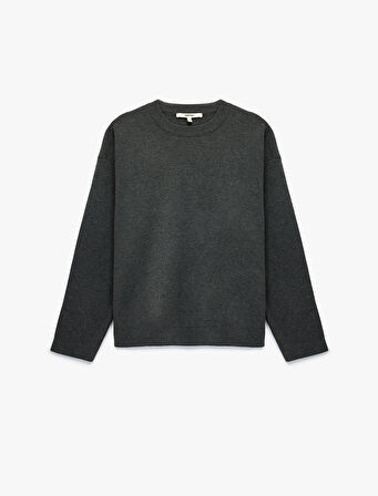 Bisiklet Yaka Uzun Kollu Triko Oversize Kazak