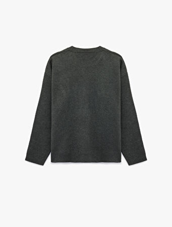 Bisiklet Yaka Uzun Kollu Triko Oversize Kazak