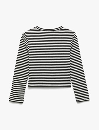 Uzun Kollu Bisiklet Yaka Kaşkorse Çizgili Tişört