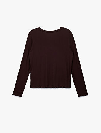 Bisiklet Yaka Uzun Kollu Viskon Pijama Üstü