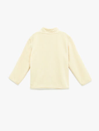 Uzun Kollu Cepli Dik Yaka Fermuarlı Polar Sweatshirt