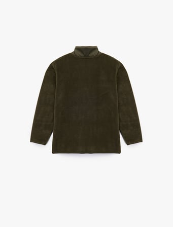 Uzun Kollu Cepli Dik Yaka Fermuarlı Polar Sweatshirt