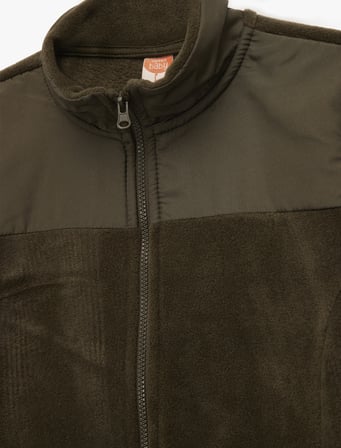 Uzun Kollu Cepli Dik Yaka Fermuarlı Polar Sweatshirt