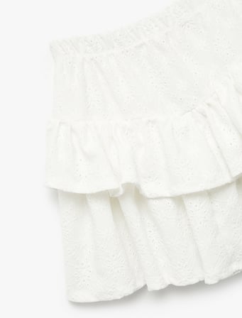 Fırfırlı Katlı Beli Lastikli Mini Etek