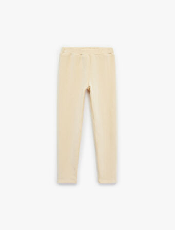 Beli Lastikli Yüksek Bel Basic Kadife Tayt