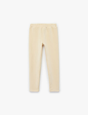 Beli Lastikli Yüksek Bel Basic Kadife Tayt