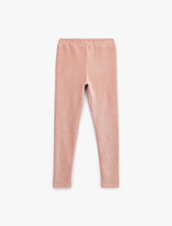 Beli Lastikli Yüksek Bel Basic Kadife Tayt