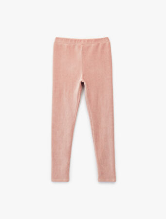 Beli Lastikli Yüksek Bel Basic Kadife Tayt