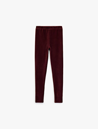 Beli Lastikli Yüksek Bel Basic Kadife Tayt