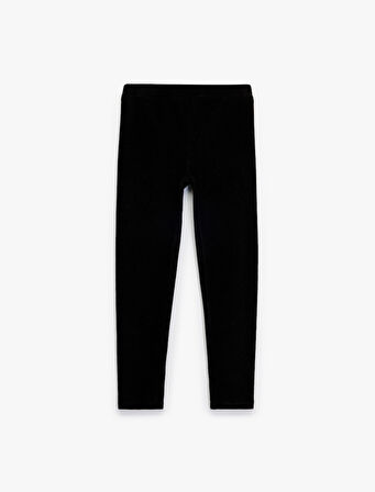 Beli Lastikli Yüksek Bel Basic Kadife Tayt