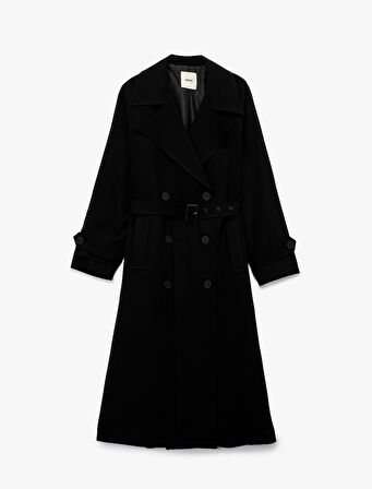 Astarlı Cepli Kruvaze Uzun Kollu Gabardin Trençkot