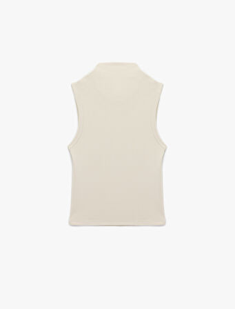 Modal Kumaş Slim Fit Dik Dökümlü Yaka Kolsuz Bluz