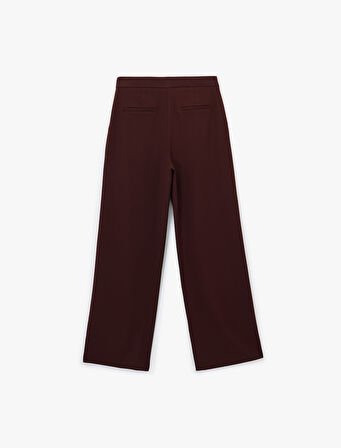 Cepli Pile Detaylı Geniş Paça Kumaş Palazzo Pantolon