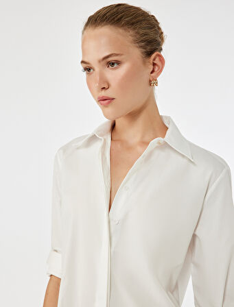 Pamuklu Uzun Kollu Klasik Yaka Oversize Gömlek