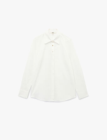 Pamuklu Uzun Kollu Klasik Yaka Oversize Gömlek