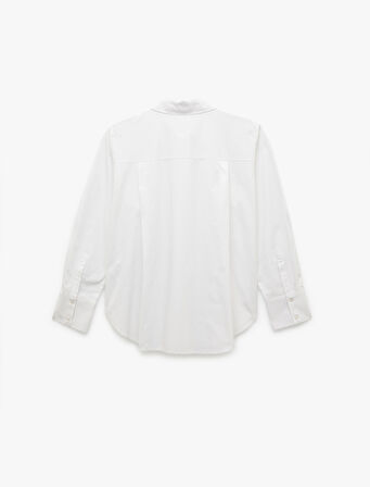 Pamuklu Uzun Kollu Klasik Yaka Poplin Oversize Gömlek