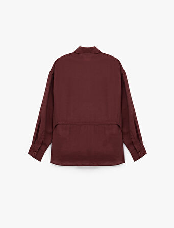 Modal Kumaş Uzun Kollu Beli Bağlama Detaylı Oversize Gömlek