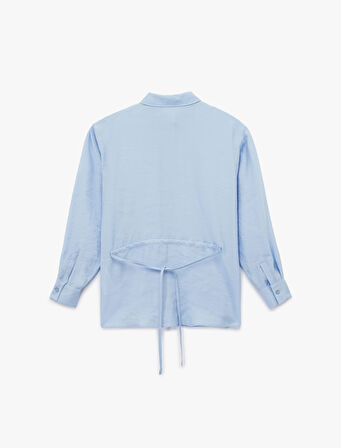 Modal Kumaş Uzun Kollu Beli Bağlama Detaylı Oversize Gömlek