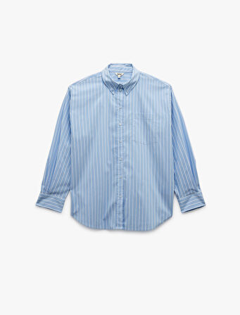 Klasik Yaka Uzun Kollu Oversize Poplin Gömlek
