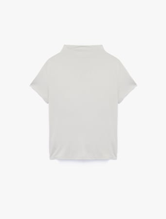 Slim Fit Büzgülü Kısa Kollu Dik Yaka Bluz