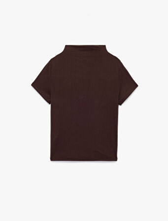 Slim Fit Büzgülü Kısa Kollu Dik Yaka Bluz