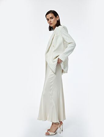  Regular Fit Midi Boy Balık Kesim Saten Etek