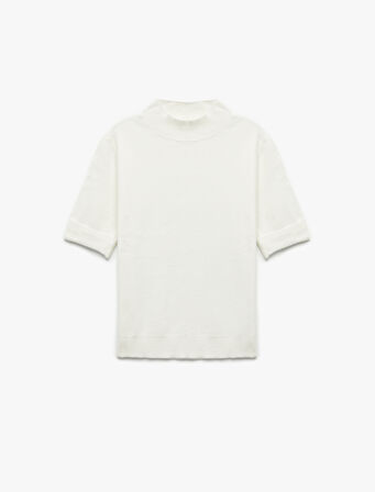 Kısa Kollu Dik Yaka Triko Oversize Kazak