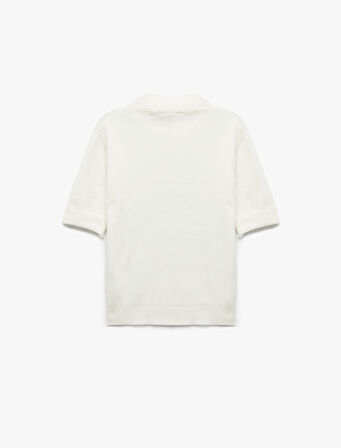 Kısa Kollu Dik Yaka Triko Oversize Kazak