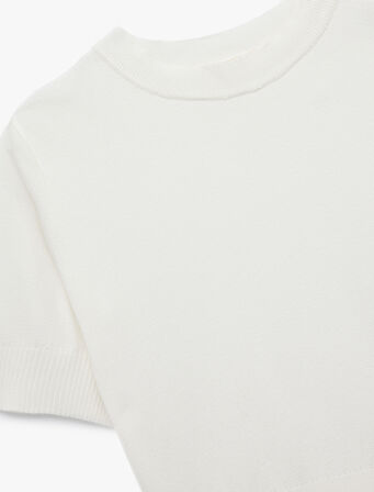 Regular Fit Hafif Dik Yaka Kısa Kollu Triko Kazak