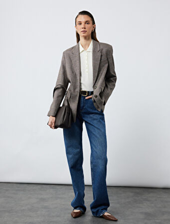 Viskon Karışımlı Kısa Kollu Düğmeli Triko Polo Yaka Kazak